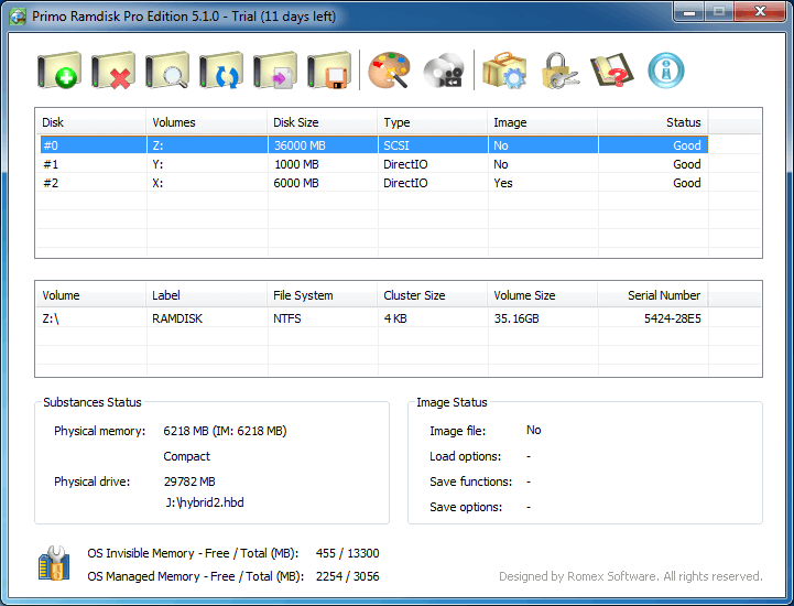 Primo Ramdisk Professional Edition Screenshot