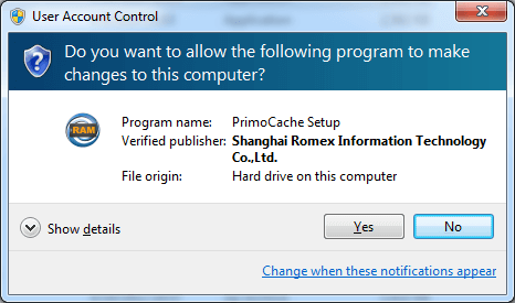 PrimoCache UAC