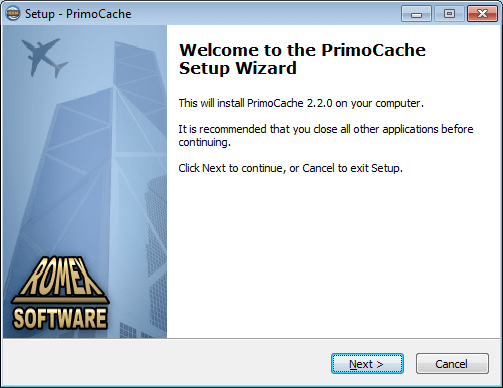 PrimoCache Installation Wizard Page 1