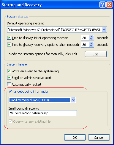 configure memory dump type 2