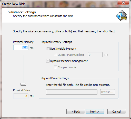 Wizard Page 3: Substance Settings