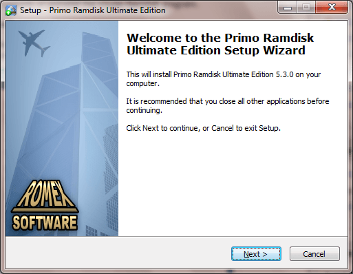 Primo Ramdisk Installation Wizard Page 1