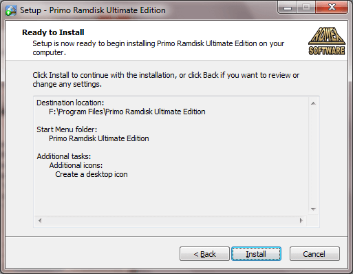 Primo Ramdisk Installation Wizard Page 3