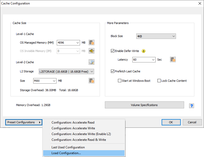 PrimoCache Import Cache