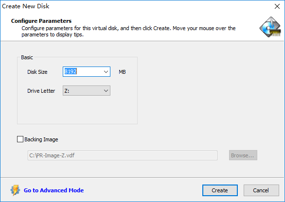 Primo Ramdisk Create Disk: Express Mode
